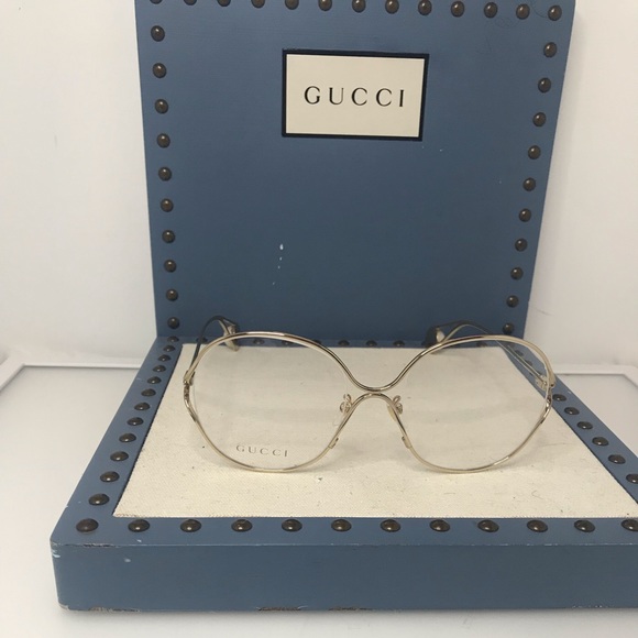 Gucci GG0254OA Gold-001 54-20-135mm Eyeglasses Authentic - Picture 6 of 12